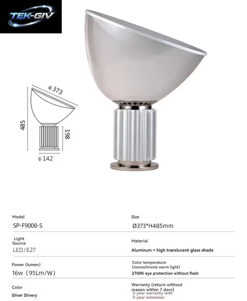 Italienische Glas-Led-Tischleuchte, Taccia Led-Tischlampe, Kreative Nachttischlampen Aus Glas, Nordische Schlafzimmer-Tischlampe