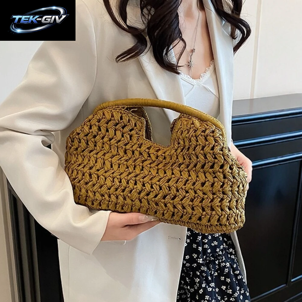 Neue Sommer-Strandtasche Für Damen Clutch-Tasche Luxus-Designer Strohtaschen Tragetasche Mode Geflochtene Rattantaschen Damen-Reisetasche