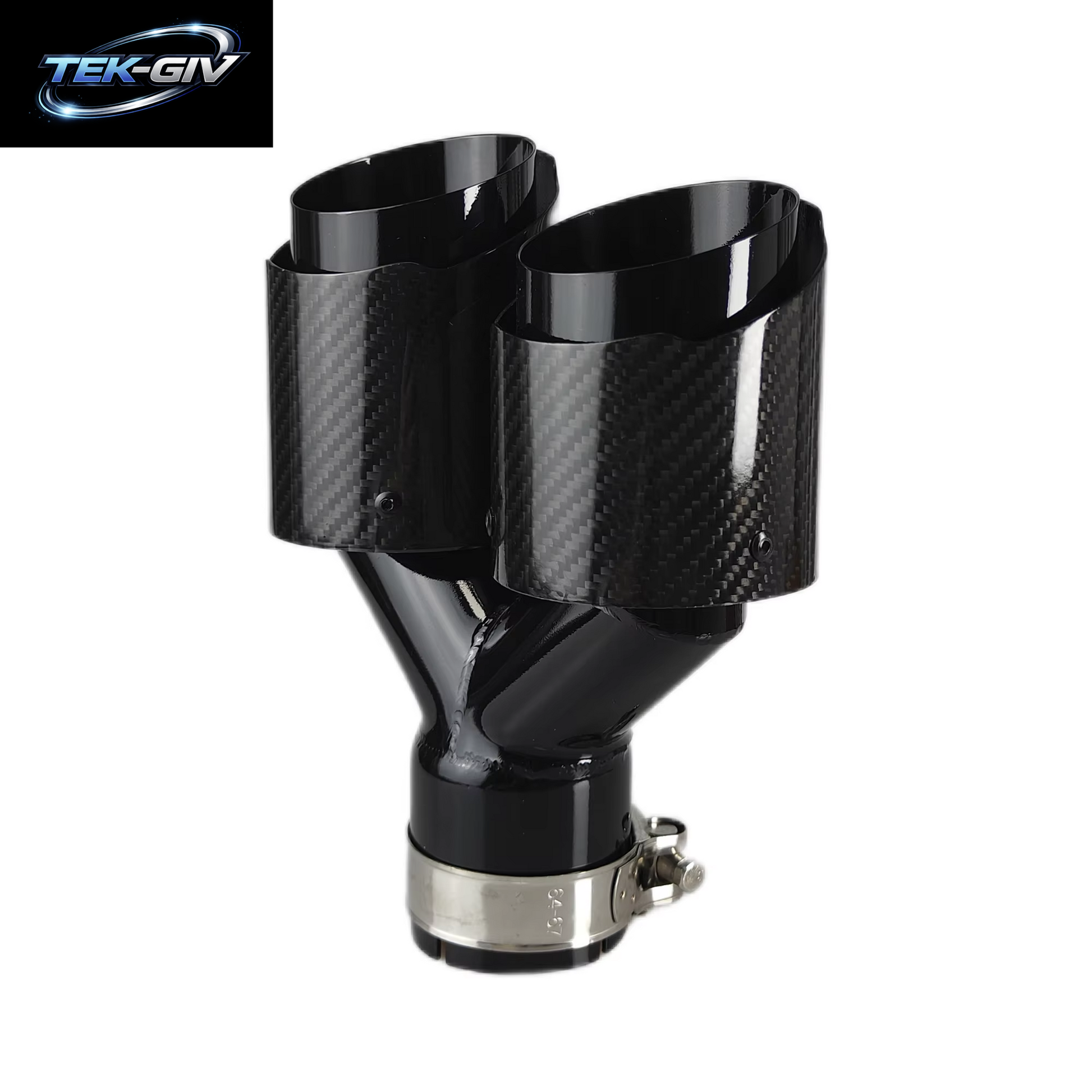 1 Stück Universal Auto Kohlefaser Schwanz Throat Länge Schwarz Y-Förmig Double Out Twill Glänzend Auspuff Schalldämpfer Spitze