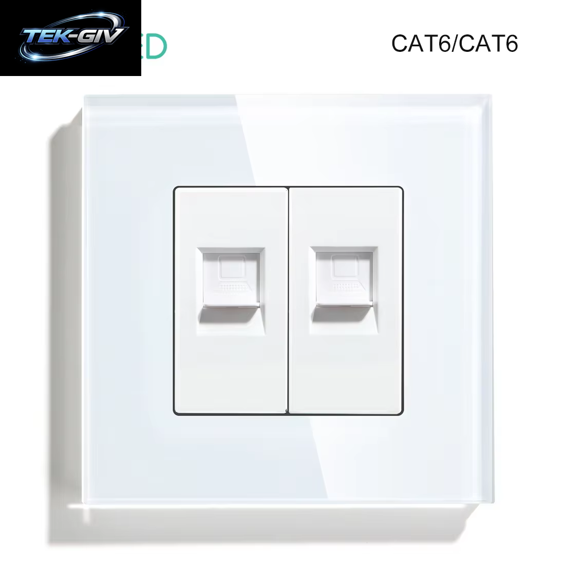 BSEED Dual Internet Steckdosen CAT6 Steckdose EU Steckdosen plus Netzwerk PC Daten Computer Anschluss Steckdosen Glas Panel