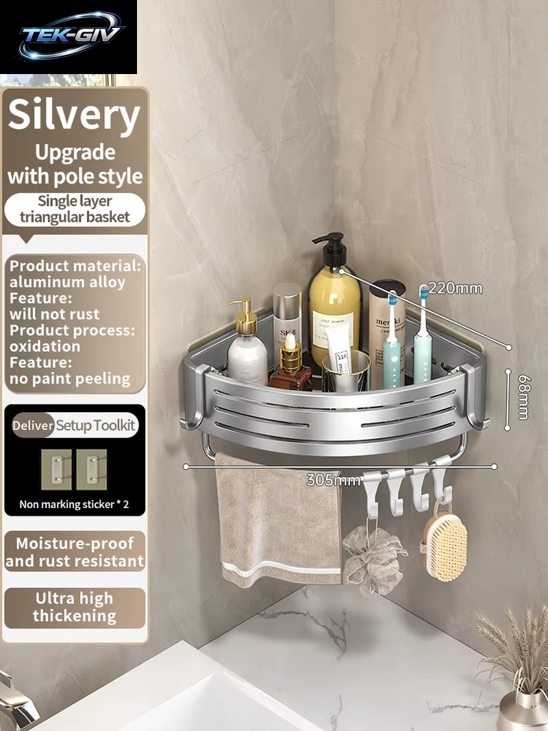 Keine Notwendigkeit, Wand Zu Bohren Für Die Installation, Badezimmerregal Aus Aluminium, Shampoo-Regal, Aufbewahrungshalter, Küchen-Organizer, Wandregal
