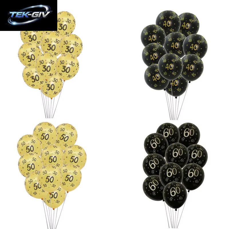 Schwarzgold 30 40 50 60 Jahre Geburtstag Latexballons Erwachsene Männer Frauen Alles Gute Zum Geburtstag Party Dekor Hochzeit 30. Jahrestag Zubehör