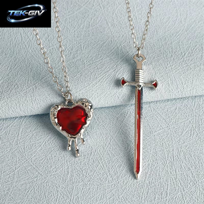 2 Stücke Schwerter Herz Anhänger Halsketten Für Frauen Männer Kühlen Punk Herz Passenden Halsketten Paar Freundschaft Mode Schmuck Geschenk