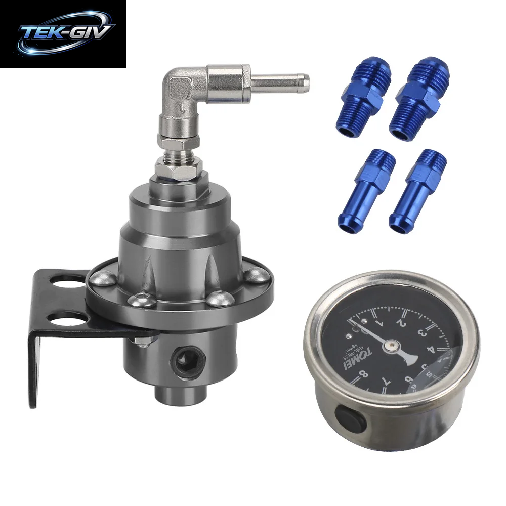 Einstellbarer Kraftstoff Druckregler Mit Manometer-Kit 7 Farben Aluminium-Fahrzeug-Nachfüll Kraftstoff Lader