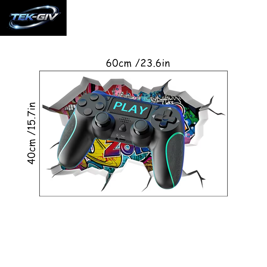 3D Broken Wall Hole Art Gamer Gamepad Vinyl Wandaufkleber Für Zuhause Kinderzimmer Junge Schlafzimmer Play Zone Dekoration Videospiel Poster