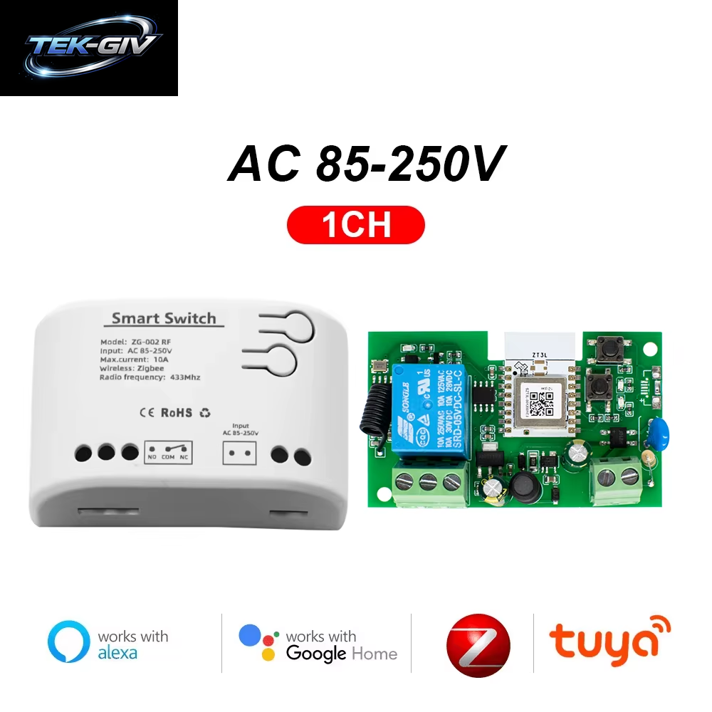 Zigbee Tuya Smart Relais Modul Auf off Controller 1/2/4CH DC 12V 24V 7-32V AC 220V Rf433Mhz Fernbedienung Licht Schalter Arbeit Mit Alexa,Zigbee-Hub Erforderlich