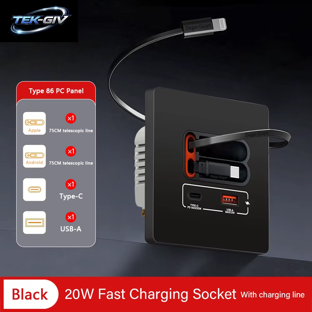 EU Universal 20W USB C Smart Steckdose Panel Mit Dual Typ-C Schnellladeanschlüssen Steckdose, Handy-Lade-Typ-C-Buchse