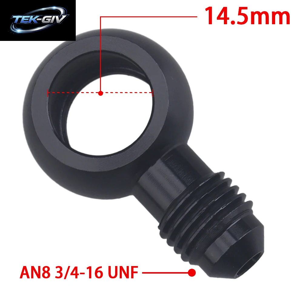 Schwarzer Aluminium-Banjo-Adapter, Passend Für 10An-Stecker, Flare AN3, AN4, AN6, AN8, AN10 Auf 12 Mm, 14 Mm, 16 Mm, Banjo-Loch Für Kraftstoff- Und Bremssysteme