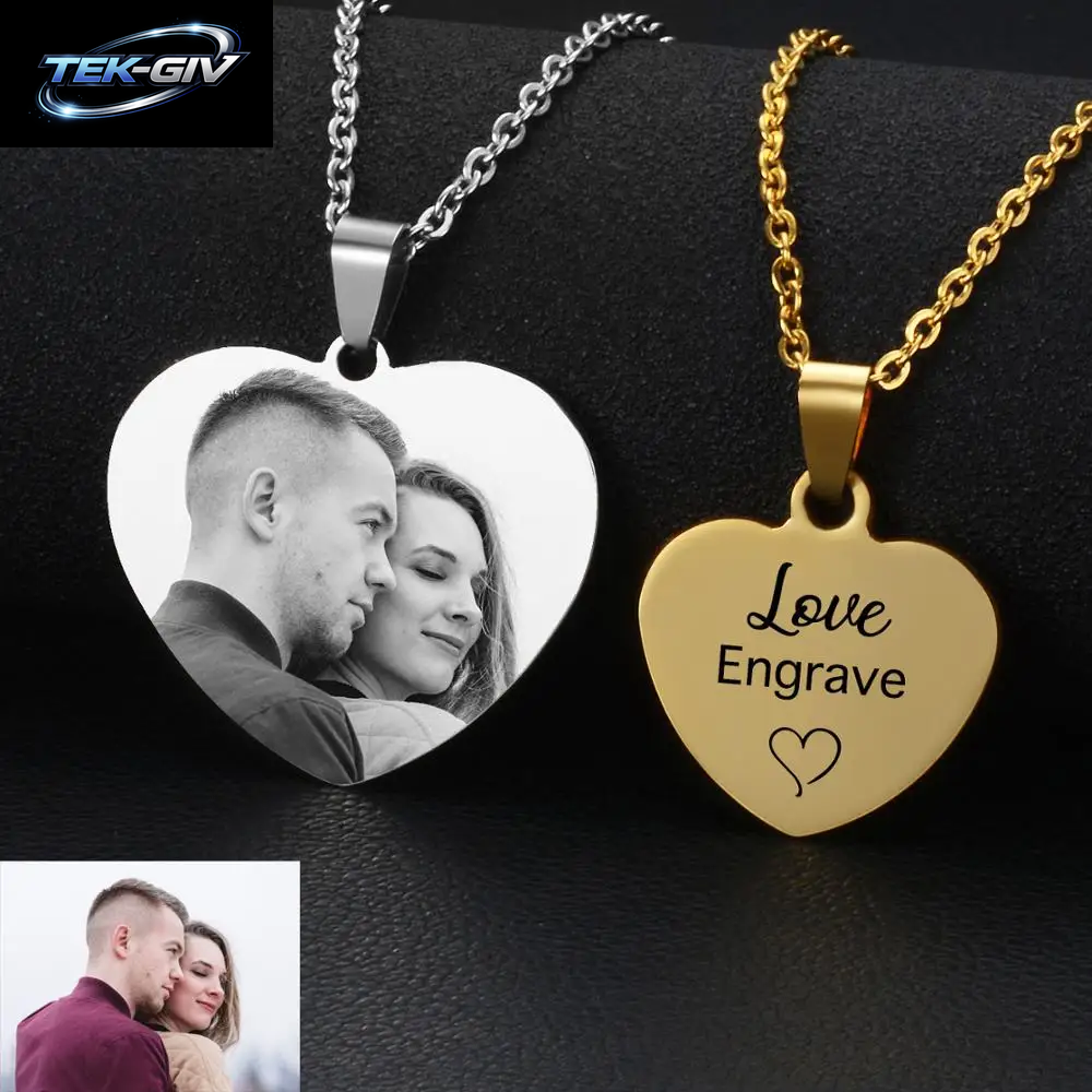 Benutzerdefinierte Foto-Halskette Für Frauen, Herz-Edelstahl-Anhänger, Personalisierbar, Graviertes Bild, Fotos, Name, Liebhaber, Weihnachtsgeschenke