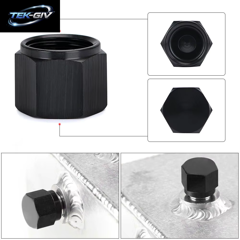 Schwarz AN6 AN8 AN10 Adapter Weibliche Flare End Kappe Stecker Rohr Mutter Sechskant Kopf Port Blindstopfen Kappe Schloss Schlauch Anschluss Fitting