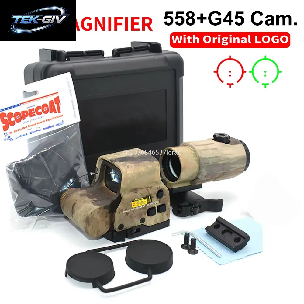 EOTECH 558 Holografisches Kollimator-Rotpunktvisier G43/G33 3X G45 5X Vergrößerungsglas Airsoft Jagdausrüstung Mit 20Mm Schienenmontage & Qd-Hebel