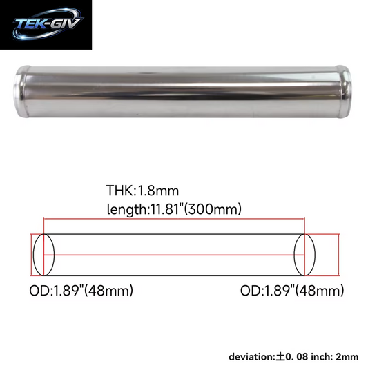 Universal 0 Grad Aluminium 48Mm-70Mm /1.89 ''-2.75" Zoll Turbo Inter Rohr Piping Schläuche Intake L = 300MM