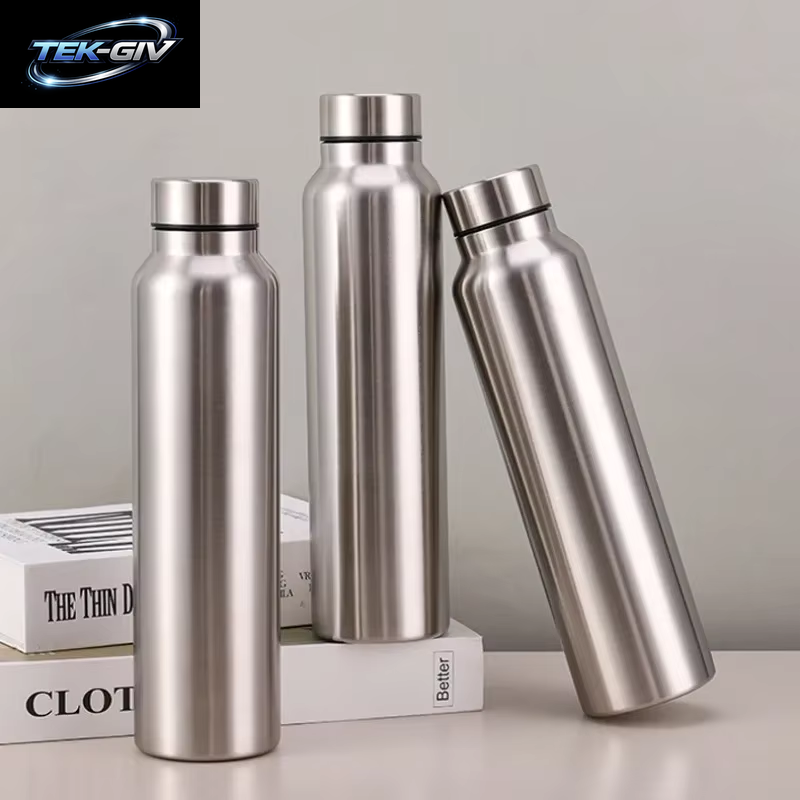 Hochwertige 1000 Ml Edelstahl-Sportwasserflasche, Einlagiger, Robuster Wasserbecher, Metallflasche, Trinkgeschirr, Camping, Sport, Fitnessstudio