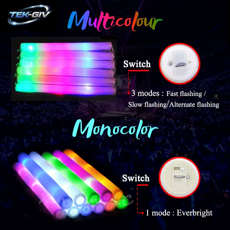 30 Stück RGB LED Glow Foam Stick Bulk Bunte LED Glow Sticks Cheer Tube Dark Light Geburtstag Hochzeit Party Supplies