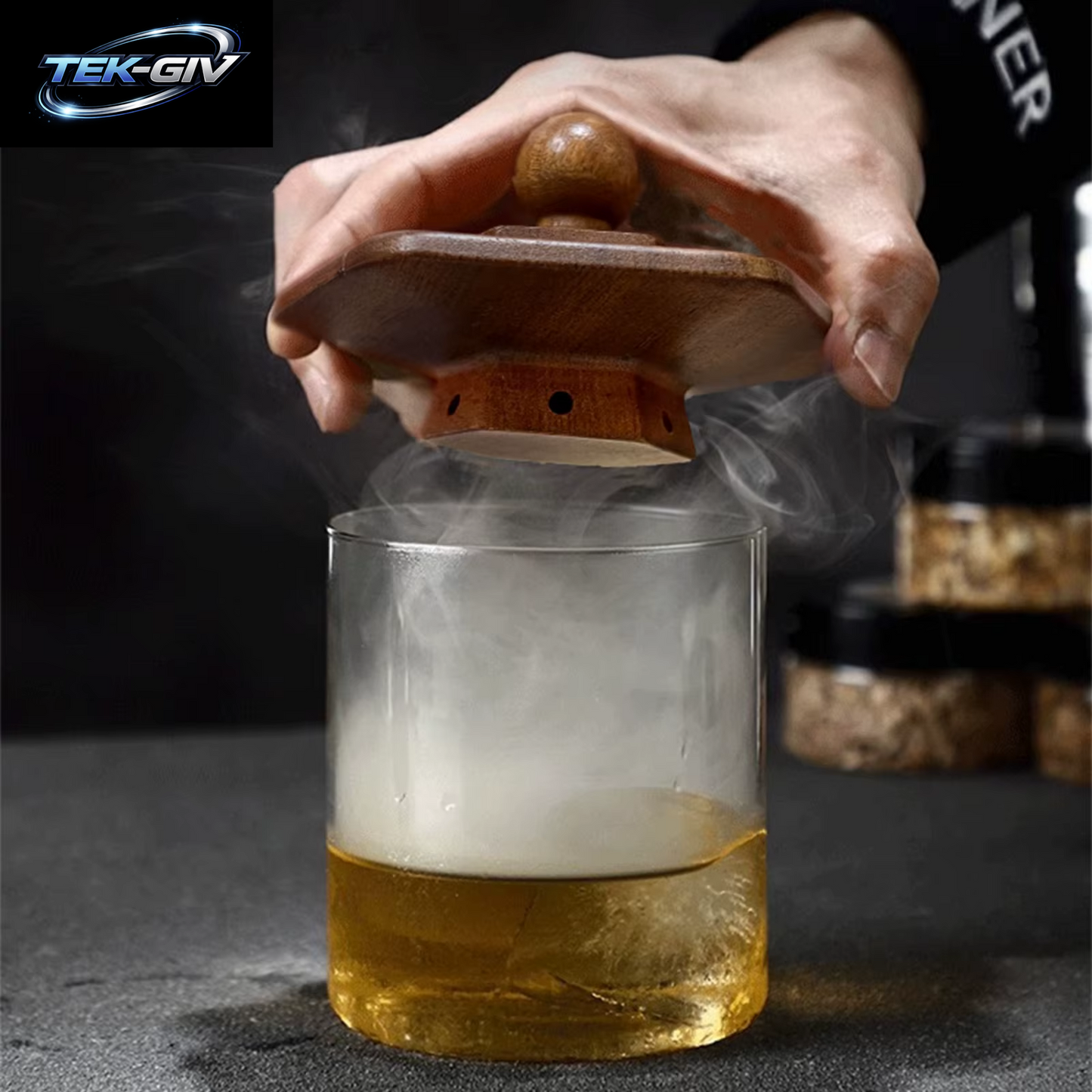 Räucher-Set Mit Glasplatte, Cocktail-Räucher-Set Mit 4 Holzspäne, Barkeeper-Zubehör Für Whisky-Getränke, Raucher-Geschenkset Für Männer
