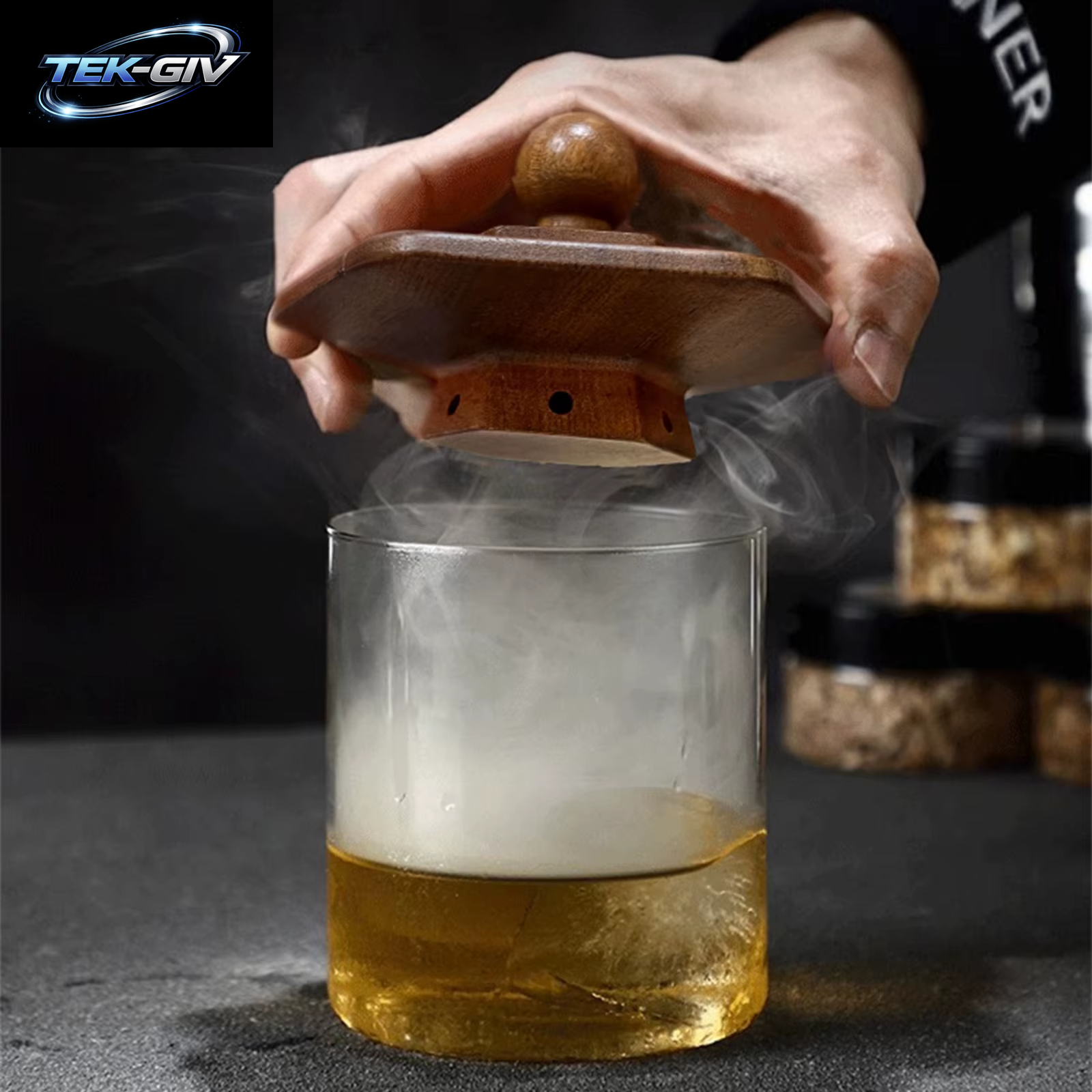 Räucher-Set Mit Glasplatte, Cocktail-Räucher-Set Mit 4 Holzspäne, Barkeeper-Zubehör Für Whisky-Getränke, Raucher-Geschenkset Für Männer