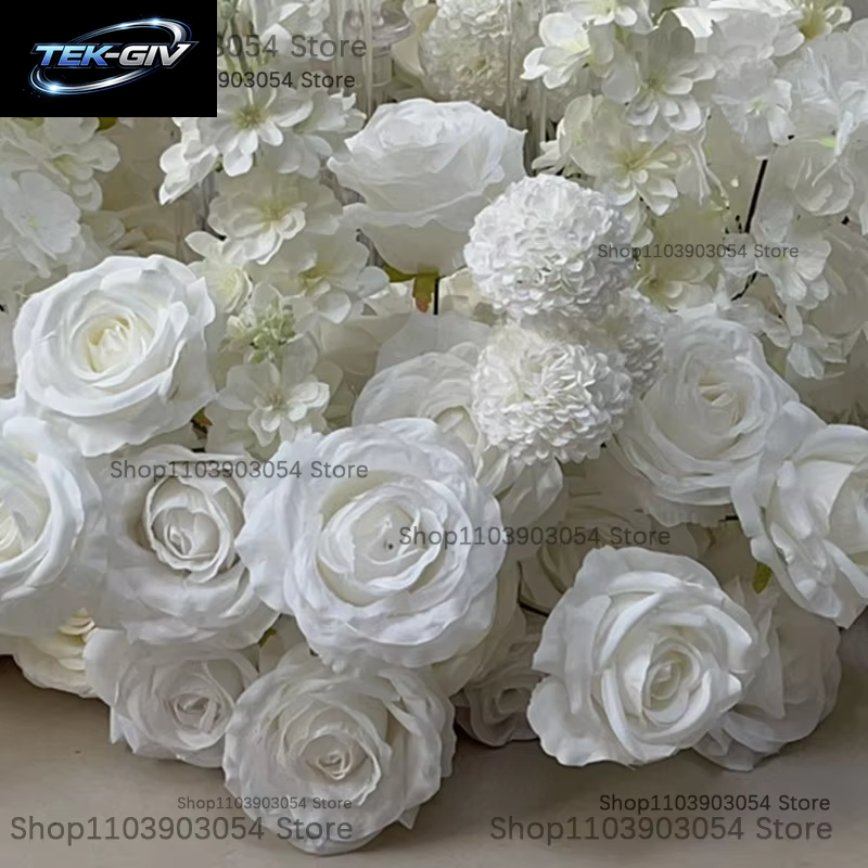 Luxus 60 Cm 25 Zoll Künstliche Weiße Rose Hyazinthe Kranz Hochzeit Tisch Blumen Mittelstücke Dekor Straßenarrangement Party Requisiten