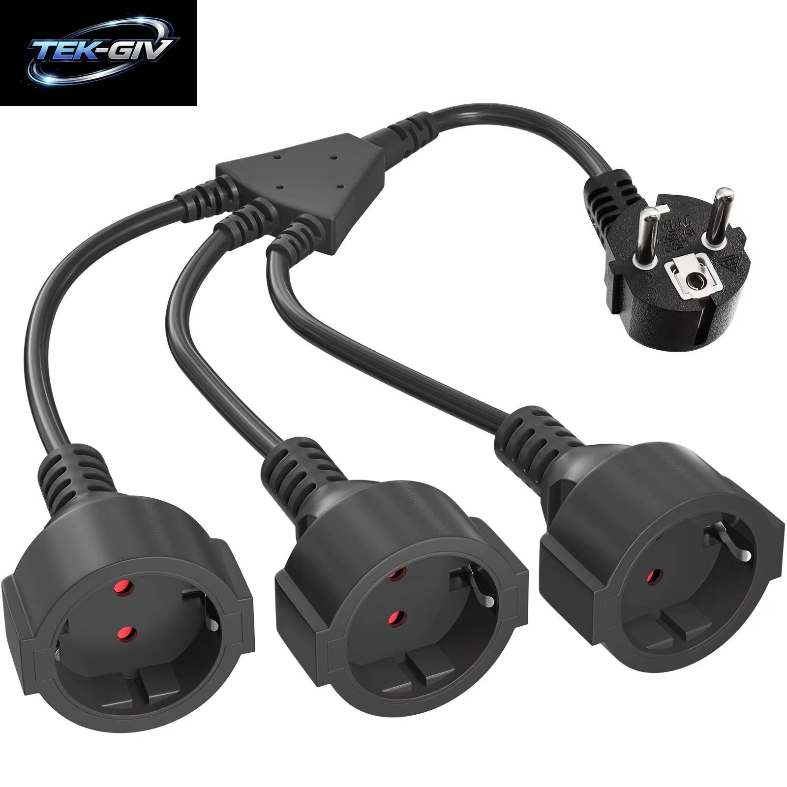 EU Europäisches Stromverlängerungskabel Mit 3 Ac-Schuko-Buchsen, 250 V/16 A, Stromversorgungskabel, Dreifachstecker-Adapter Für Computer Und Zuhause