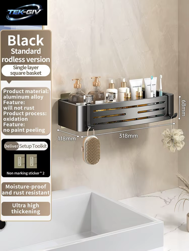 Keine Notwendigkeit, Wand Zu Bohren Für Die Installation, Badezimmerregal Aus Aluminium, Shampoo-Regal, Aufbewahrungshalter, Küchen-Organizer, Wandregal