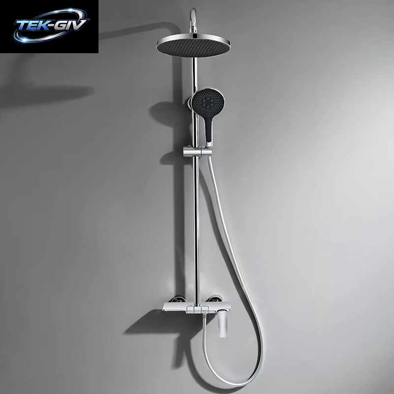 VGX Duschsystem Set Gold Badezimmer Duschkopf Set Luxus Duscharmatur Set 3-Wege Regendusche Mischbatterie Schwarz Grau Chrom