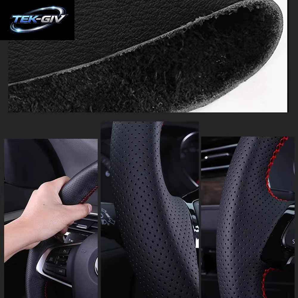 Angepasst Hand Nähen DIY Auto Lenkrad Abdeckung Schwarz Leder Geflecht Für Lenkrad Für Honda Civic Alte Civic 2006-2011