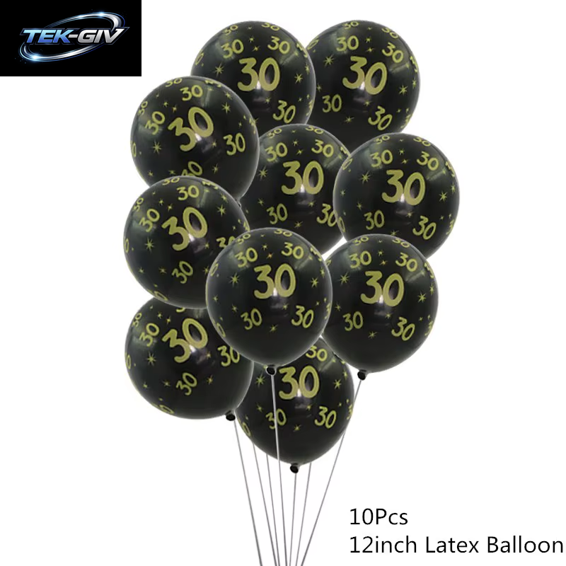 Schwarzgold 30 40 50 60 Jahre Geburtstag Latexballons Erwachsene Männer Frauen Alles Gute Zum Geburtstag Party Dekor Hochzeit 30. Jahrestag Zubehör