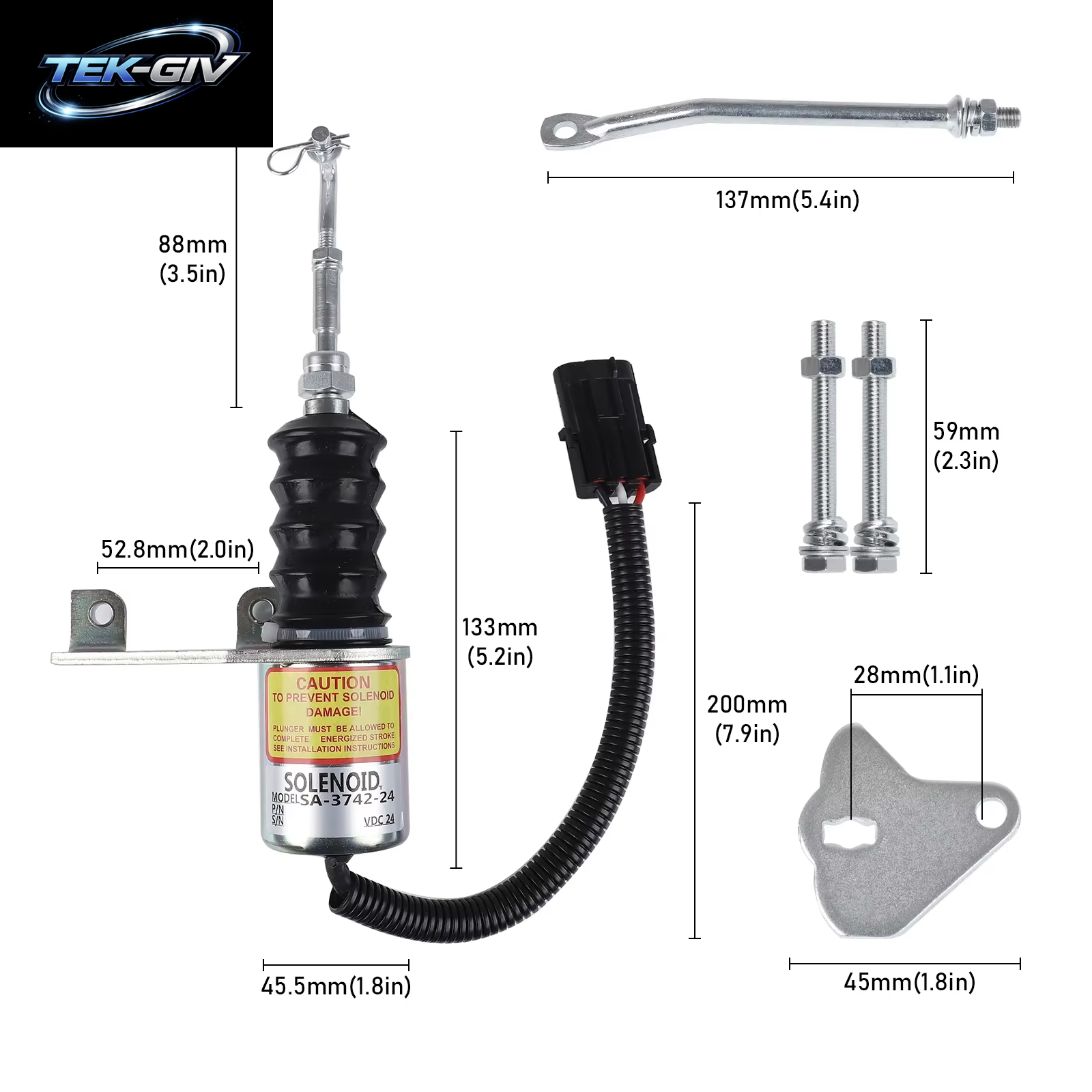 CNSPEED Dieselmotor-Abschaltmagnetventil, Kompletter Satz Zubehörteile, 24 V, Für Cummins Coil 6CT 8.3 OEM 3932017 SA 3742 24