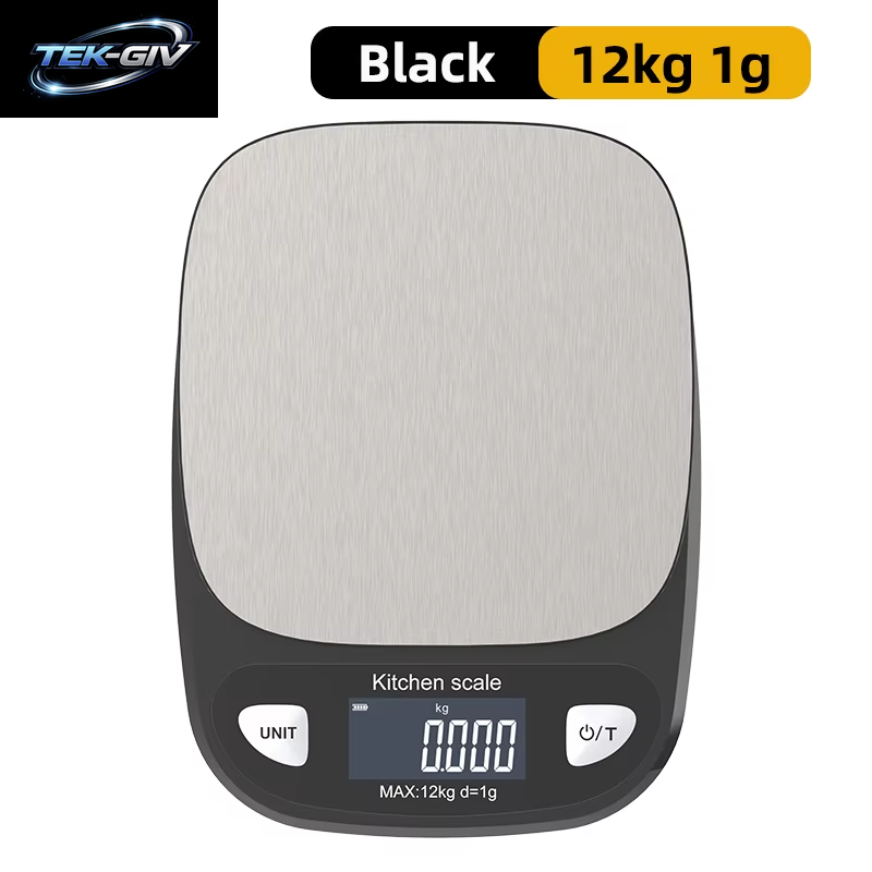 Wiederaufladbare Küchenwaage, Edelstahlplatte, Tragbare Küchen-Lebensmittelwaage, 6 Kg/12 Kg, Genaues Wiegen, Elektronische Digitalwaage