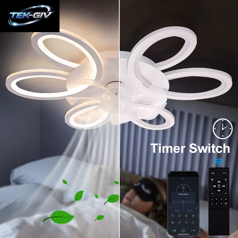 Led-Deckenventilator Mit Licht, 65,6 Cm, Geräuschlos, 6-Gang-App-Fernbedienung, Modernes Zuhause, Intelligente Ventilatorlampe, 3 Farben, Dimmbar, Kinderzimmer, Schlafzimmer
