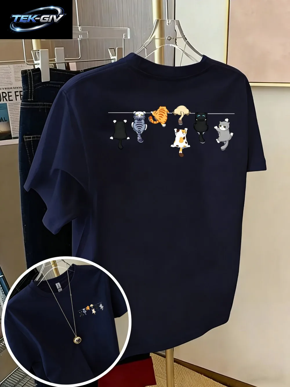 Cartoons Cats Prints T-Shirts Sommer Damen Baumwoll-T-Shirts Basic O-Ausschnitt Oversize Kurzarm-Tops Casual Street Woman Kleidung