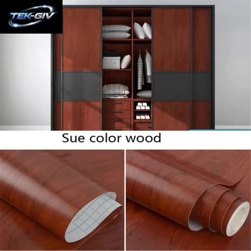 90Cm Breite Holzmaserung Pvc-Tapete Für Tür Kleider Schrank Schrank Tisch Möbel Wasserdichte Selbst Klebende Aufkleber Wohnkultur Film