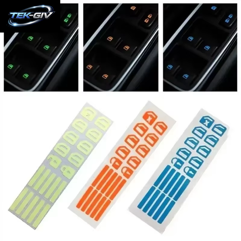 NEUE 3 Farben Auto Fensterheber Schalter Nacht Fluoreszierende Taste Leuchtende Aufkleber Aufkleber Autos Innen Aufkleber Auto Zubehör
