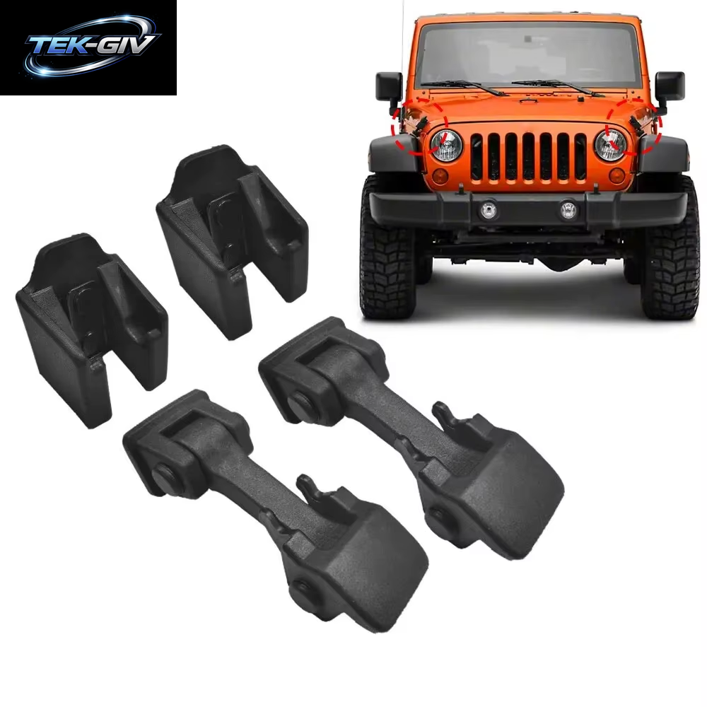 2-Teilige Halterung Für Motorhaubenverriegelungen, Schwarz, Für Jeep Wrangler JK 2007-2018, Motorhaubenverschluss-Zubehör X55395653AF