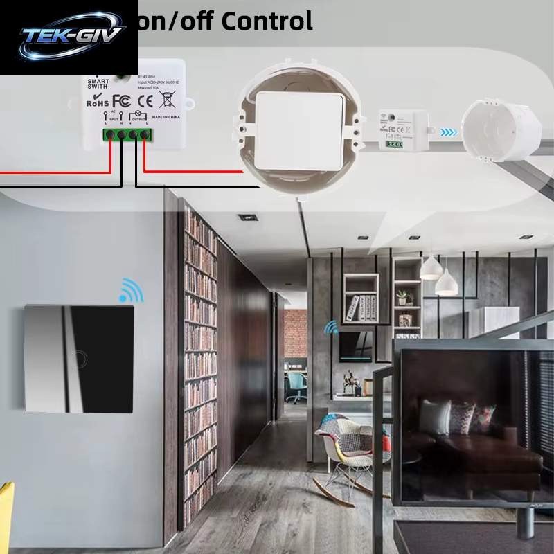 433 Mhz Intelligenter Lichtschalter Rf Wireless Touch Wandschalter Mit Fernbedienung Gehärtetes Glas Panel Schalter Für Zuhause LED LAMPE 220 V
