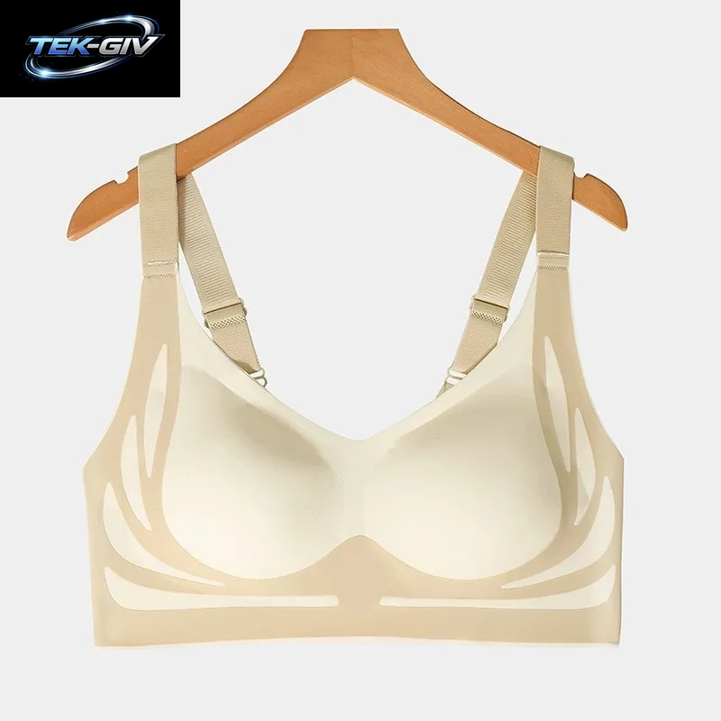 Leistungsstarker, Nahtloser Push-Up-Bh Für Damen, Gerafft, Kabelloser BH, Weich, Vollständige Abdeckung, Unterstützung, Verstellbare Unterwäsche, Anti-Durchhänger-Bh