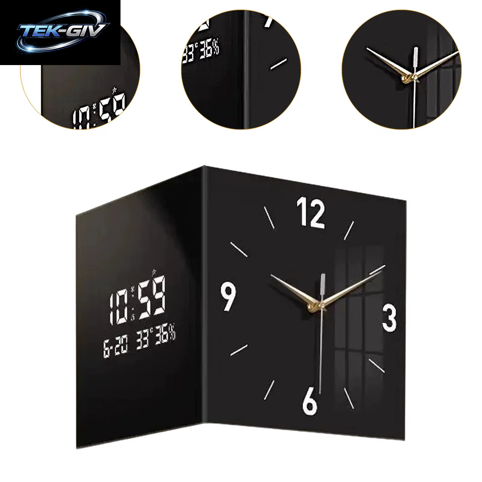 Eck-Wanduhr, Mehrzweck-Digitaluhr, Datums- Und Wochenanzeige, Doppelseitige Hängeuhr, Raumdekoration Für Zuhause, Wohnzimmer, Küche