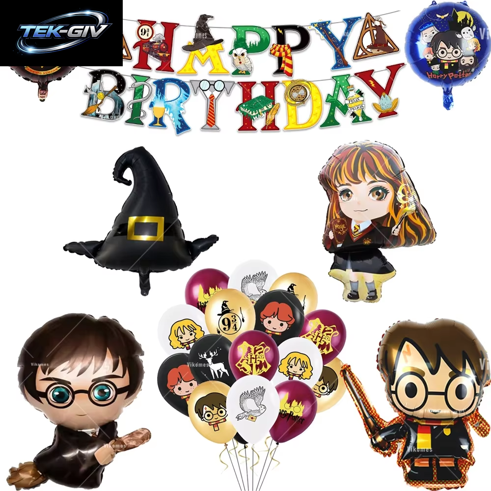 Harry Potter Ballon Hogwarts Hintergrund Eule Schule Happy Birthday Banner Party Dekoration Tortendekoration Einweg-Tischgeschirr