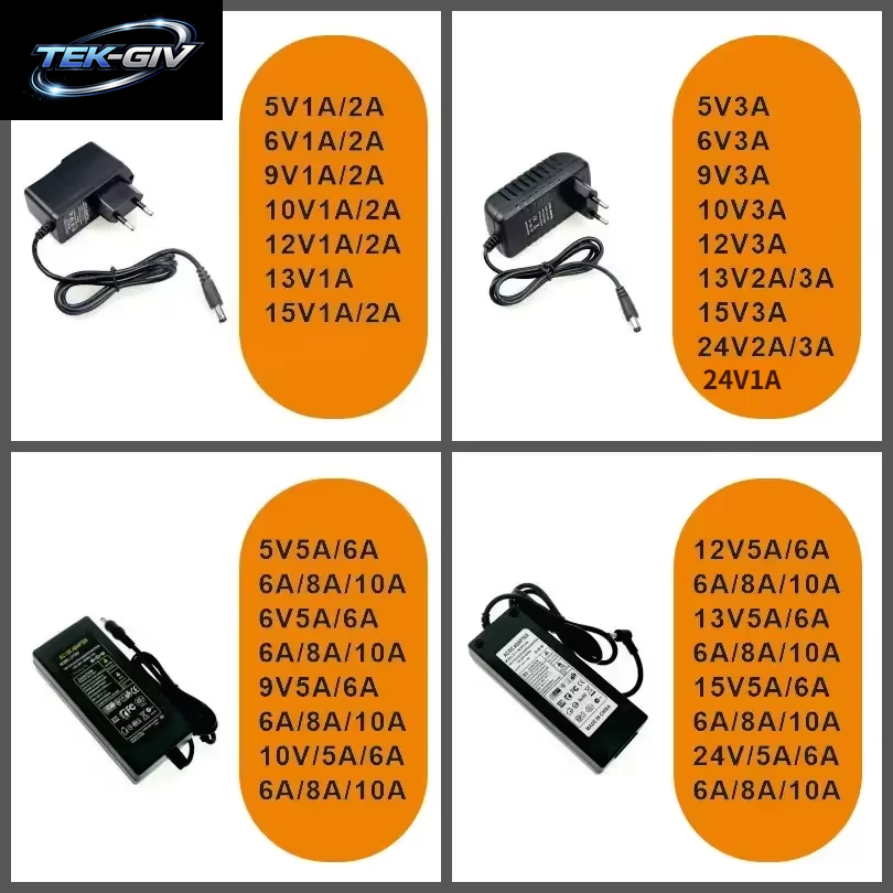 Netzteil Adapter 220V AC DC 5V 6V 8V 9V 10V 12V 13V 15V 24V Universal Ladegerät 1A 2A 3A 5A 6A 8A 10A EU UNS Für LED Treiber