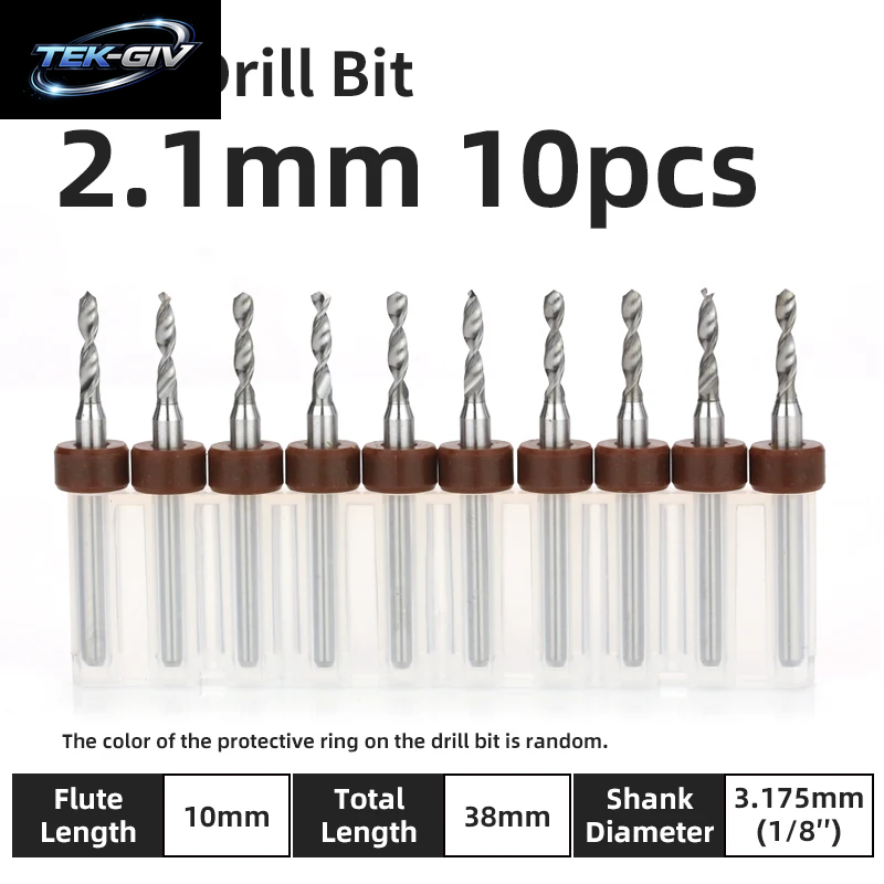 TOOLEYE 10-Teiliges Pcb-Bohrer-Set, Mikrobohrer, Leiterplatte, 1/8 Zoll Schaft, Mini-Cnc-Bohrer, 0,1–3,175 Mm Bohrwerkzeuge