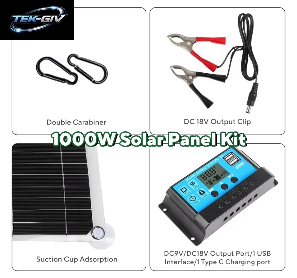 1000W Solar Panel 12V Solarzelle 10A-100A Controller Solar Platte Kit Für Telefon RV Auto Caravan Hause Camping Outdoor Batterie