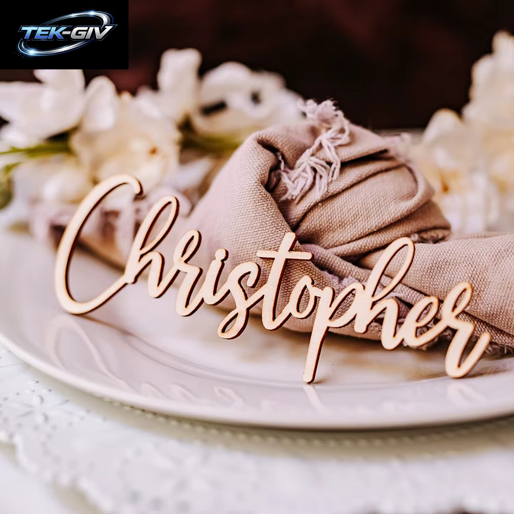 20 Stücke Benutzerdefinierte Hochzeit Name Tischkarte Party Einstellung Holz Namensschild Geburtstag Party Laser Cut Namensschild Einstellung Tischdekoration