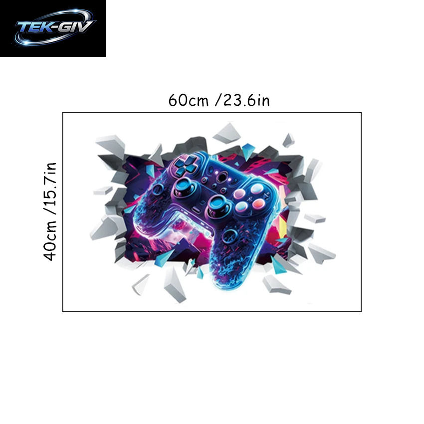 3D Broken Wall Hole Art Gamer Gamepad Vinyl Wandaufkleber Für Zuhause Kinderzimmer Junge Schlafzimmer Play Zone Dekoration Videospiel Poster
