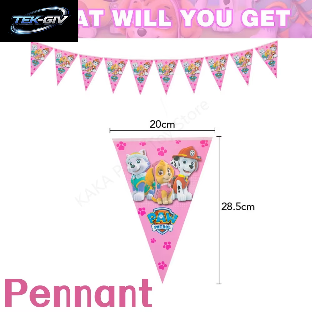Rosa Paw Patrol Skye Geburtstag Party Dekorationen Skye Folie Latex Ballons Geschirr Teller Hintergrund Für Kinder Mädchen Party Supplies