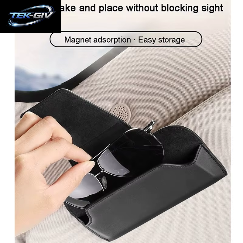 Auto Sonnenblende Brillenhalter Fall Sonnenbrille Clip Leder Brillenbox Karte Ticket Magnetverschluss Organizer Brillenaufbewahrung