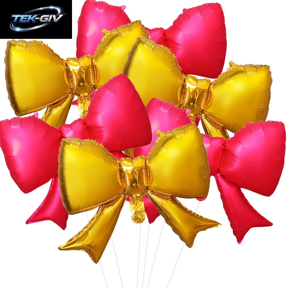 6 Stücke Baby Rosa Schleife Ballon Fliege Rosa Ballon Mini Bogen Ballon Hochzeit Braut Dusche Mädchen Geschenk Ballon Dekoration