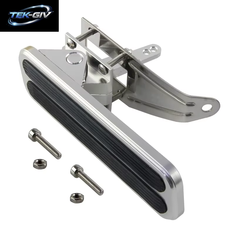 Gaspedal Billet Gas Bodenmontage Hot Rod Rat Für Chevy Ford Mopar SBC CNC Poliertes Aluminium Rutschfest Universal Silber/Schwarz