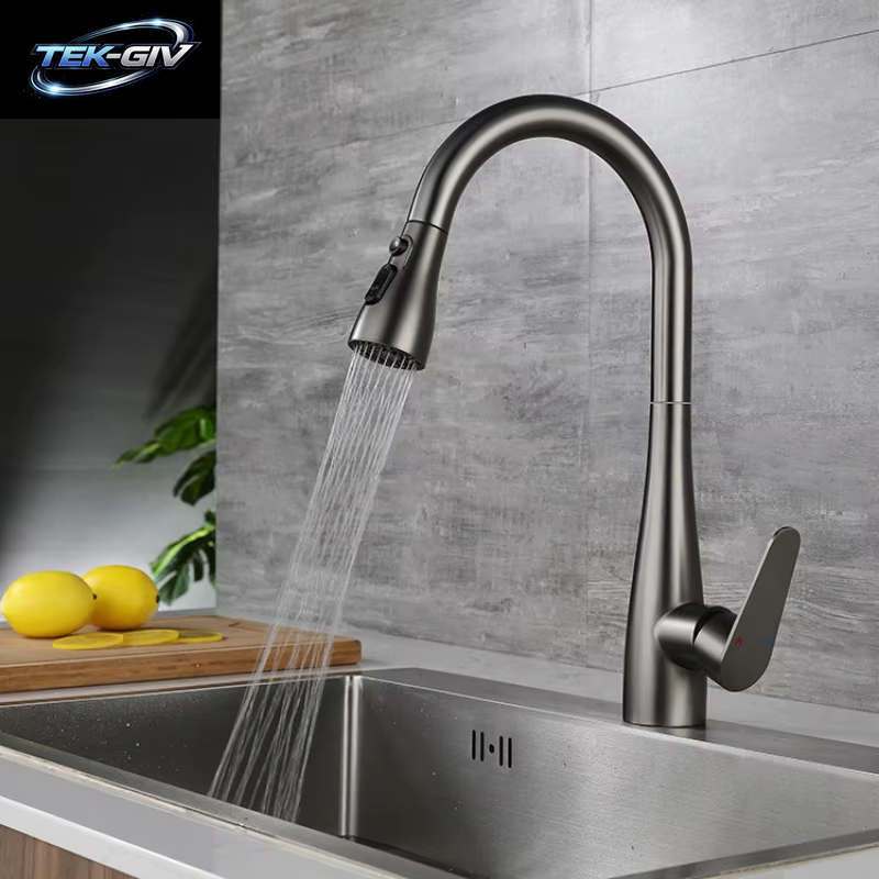 GEGVE Küchenarmaturen, Abnehmbarer Küchenspüle-Wasserhahn, Teil, Wasserhahn, Mischbatterie, Manuell, Israel-Küchenarmatur, Angepasst an Israel, Messing Gebürstet