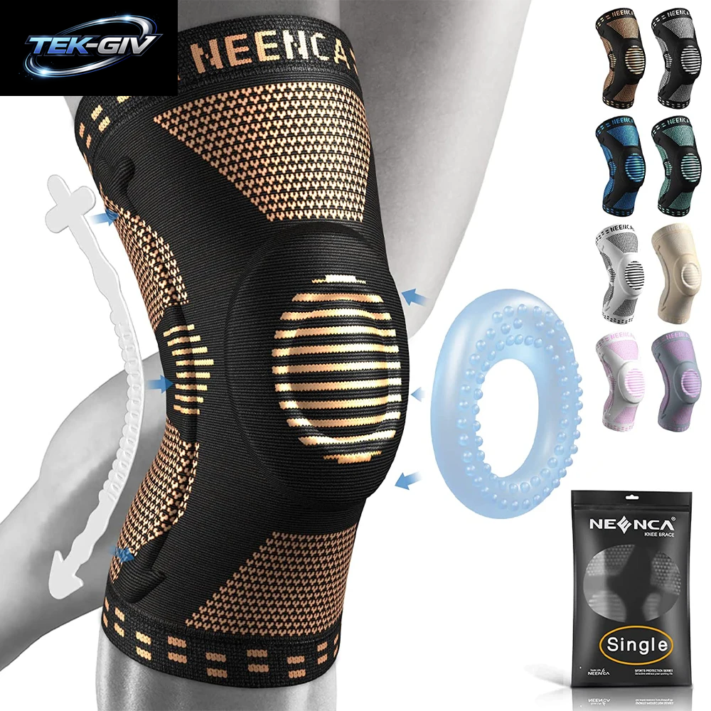 NEENCA Kupfer-Kniebandage, Kniestütze Mit Patella-Gel-Pad Und Seitenstabilisatoren Für Knieschmerzen, Sport, Arthritis, ACL, Linderung Von Gelenkschmerzen