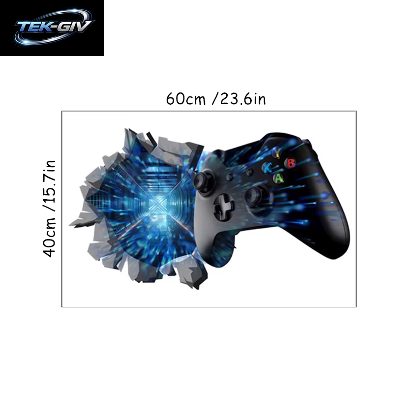 3D Broken Wall Hole Art Gamer Gamepad Vinyl Wandaufkleber Für Zuhause Kinderzimmer Junge Schlafzimmer Play Zone Dekoration Videospiel Poster