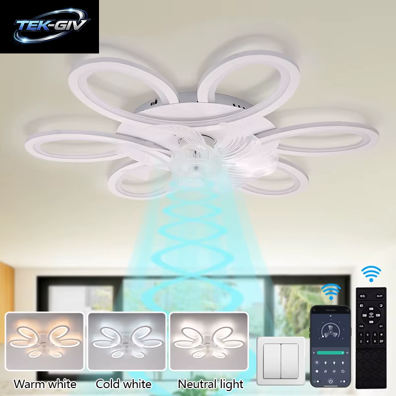 Led-Deckenventilator Mit Licht, 65,6 Cm, Geräuschlos, 6-Gang-App-Fernbedienung, Modernes Zuhause, Intelligente Ventilatorlampe, 3 Farben, Dimmbar, Kinderzimmer, Schlafzimmer